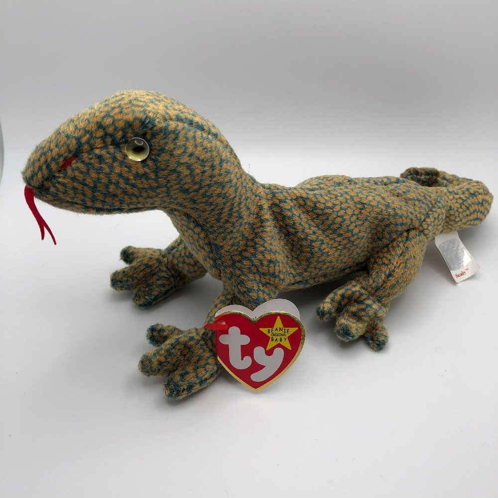 ORIGINAL Ty Beanie Baby Retired "Scaly" the Lizard 1999